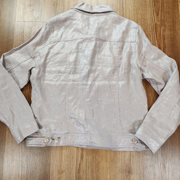 ☔️🔸️NWT Jones New York Metallic Lavender Lightweight LinenButtoned Jacket Large - Picture 2 of 11